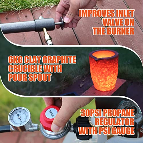 TOAUTO 6KG Upgraded Propane Melting Furnace TMF6000B-V3 Gas Kiln Kit 1300°C /2372°F for Scrap Metal Recycle Gold Silver Copper Aluminum Melting Refining Smelting - Image 4