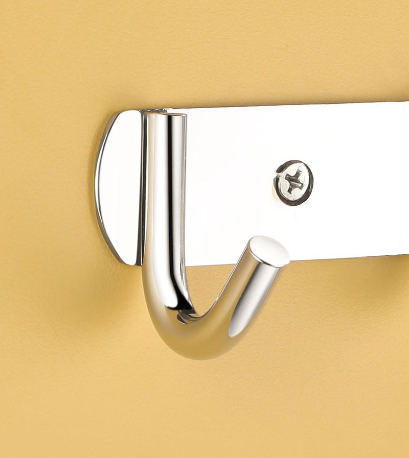 iSTAR SS 304 Premium 6 Pin Bathroom Cloth Hooks Hanger Wall Bedroom Bathroom Robe Hooks Rail for Hanging Keys,Clothes,Towel Steel Hook (Silver) Pack of 2 - Image 3