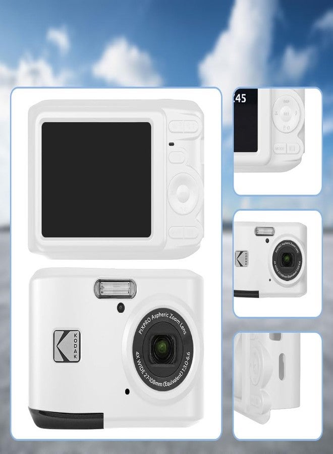 Tedubax Silicone Case for KODAK PIXPRO FZ45 with Lanyard KODAK PIXPRO FZ45 case- White - Image 4