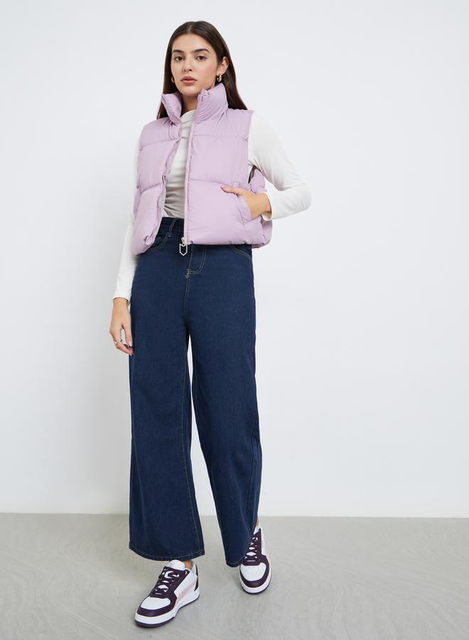 Styli Lilac Regular Fit Crop Padded Jacket - Image 2