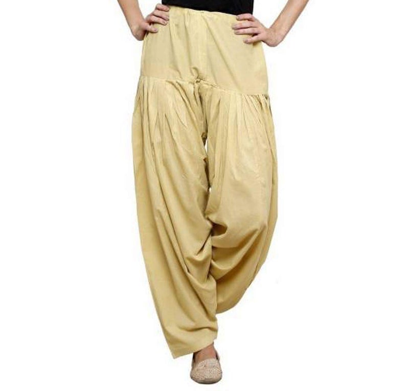 ANARO Deep Skin Beige Cotton Patiala Salwar(Mid Rise Regular Pant) For Women (Size 48W X 39L) - Image 4
