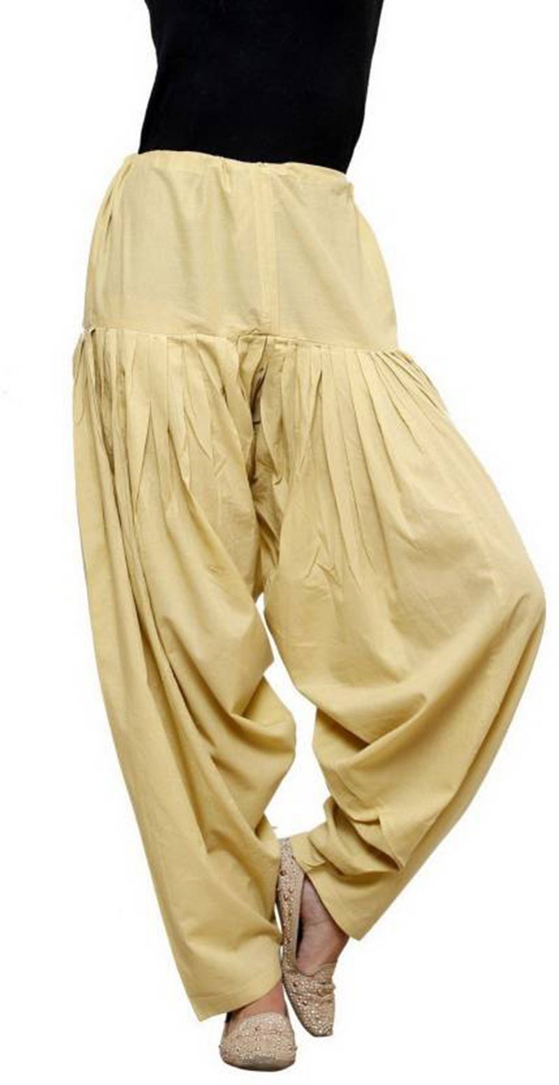 ANARO Deep Skin Beige Cotton Patiala Salwar(Mid Rise Regular Pant) For Women (Size 48W X 39L) - Image 2