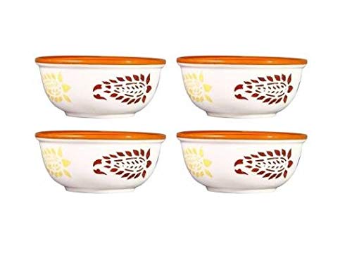 Caffeine Ceramic Handmade Brown boota Dessert Bowl Set of 4 - Image 1