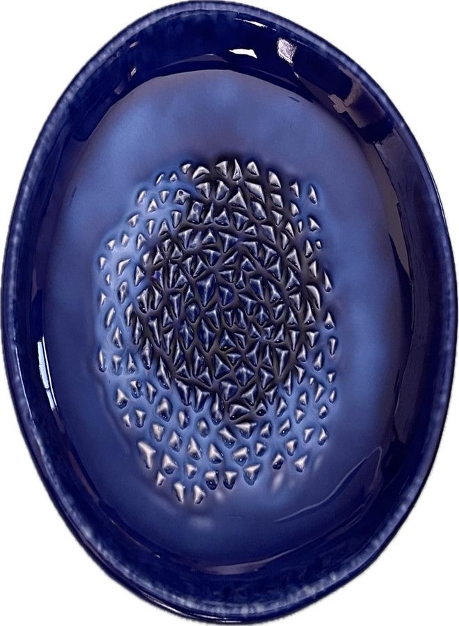BonCera, All-in-one Premium Ceramic Garlic Grater Plate 4-Piece Set - Blue Ocean Glazed Design - For Garlic, Ginger, Chocolate, and more! - Comes with 5.25" Plate, Peeler, Brush, and Stand - Image 2