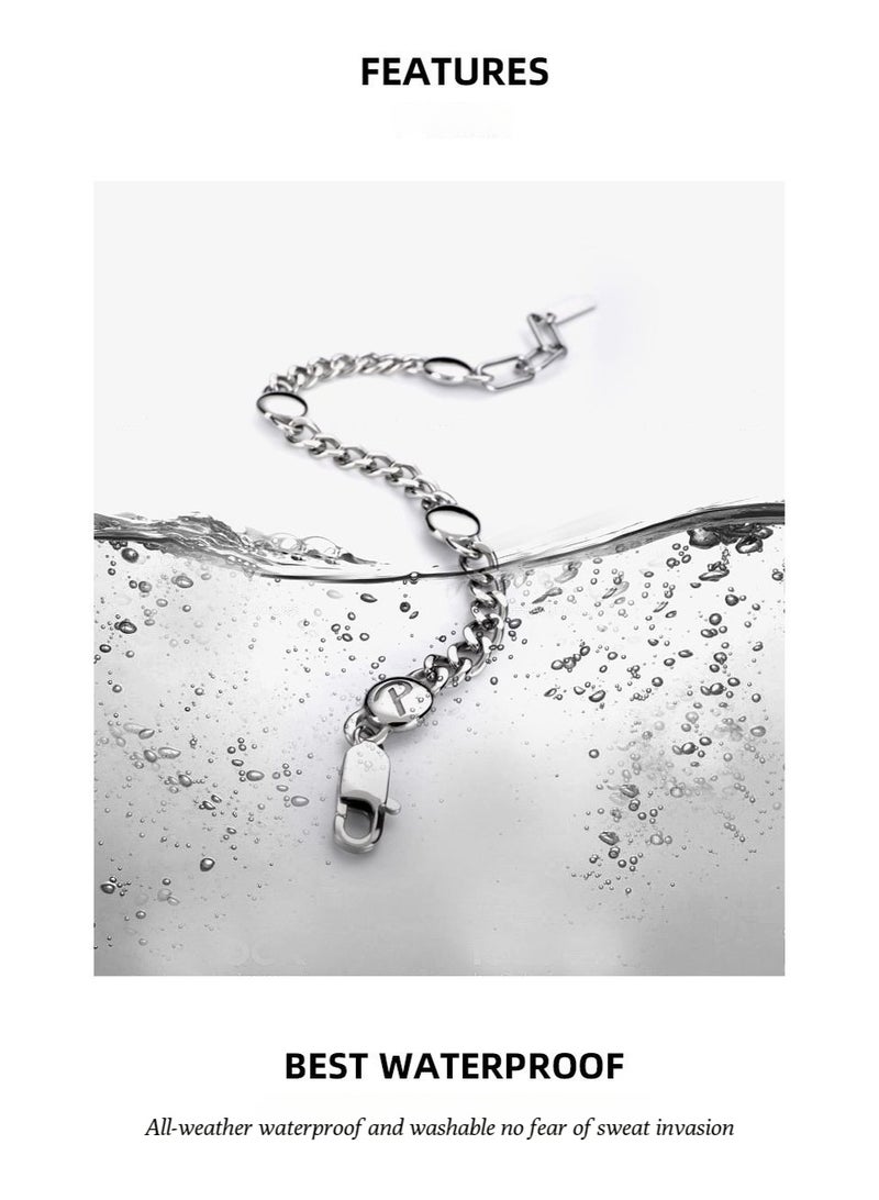 POWER IONICS original design 316 titanium steel black silver fashionable magnetic health bracelet Cuban chain free engraving - Image 3