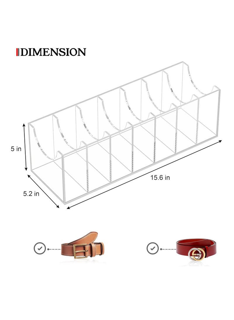 Acrylic Belt Organizer for Closet - 7 Compartments Transparent Storage Holder Display Case for Makeup, Jewelry, Watches, Bow Tie, & Bracelets Multipurpose Clear Containers & Versatile Design  - Image 2