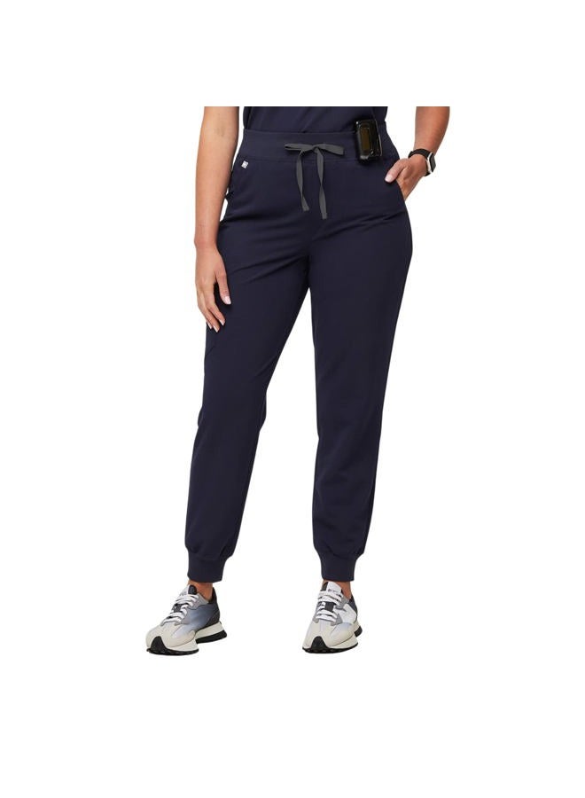 FIGS بنطلون زامورا عالي الخصر بأسلوب الجوجر للنساء - مقاس ضيق، 6 جيوب، حزام يوغا عالي الخصر، لون كحلي، S - Image 1