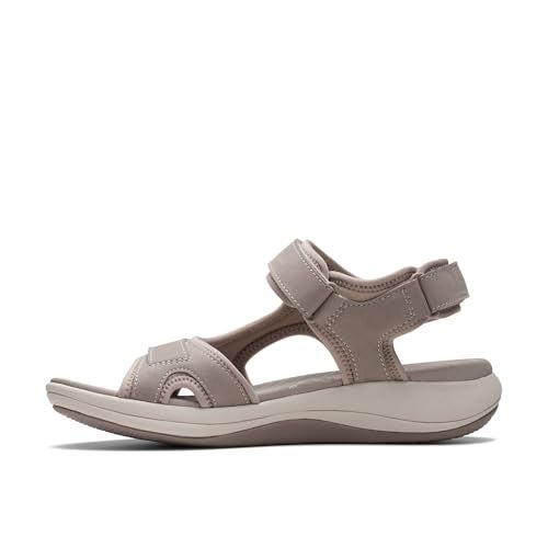 Clarks Women's Mira Bay Flat Sandal, Stone Textile, 8 - Image 3