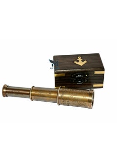 M.A & SONS COMPASS MA SONS Collectible Antique Vintage Brass 6 Maritime Telescope with Wooden Box  - Image 2