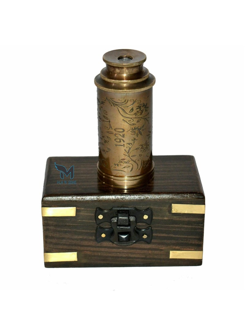 M.A & SONS COMPASS MA SONS Collectible Antique Vintage Brass 6 Maritime Telescope with Wooden Box  - Image 3