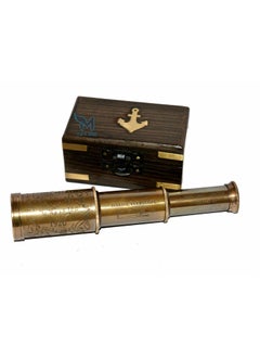 M.A & SONS COMPASS MA SONS Collectible Antique Vintage Brass 6 Maritime Telescope with Wooden Box  - Image 4