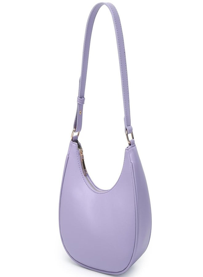 WSRYDJDL Crescent Shoulder Bags for Women Cute Hobo Tote Handbag Under the Arm Purses Mini Clutch Purse with Zipper Closure (Purple) - Image 2