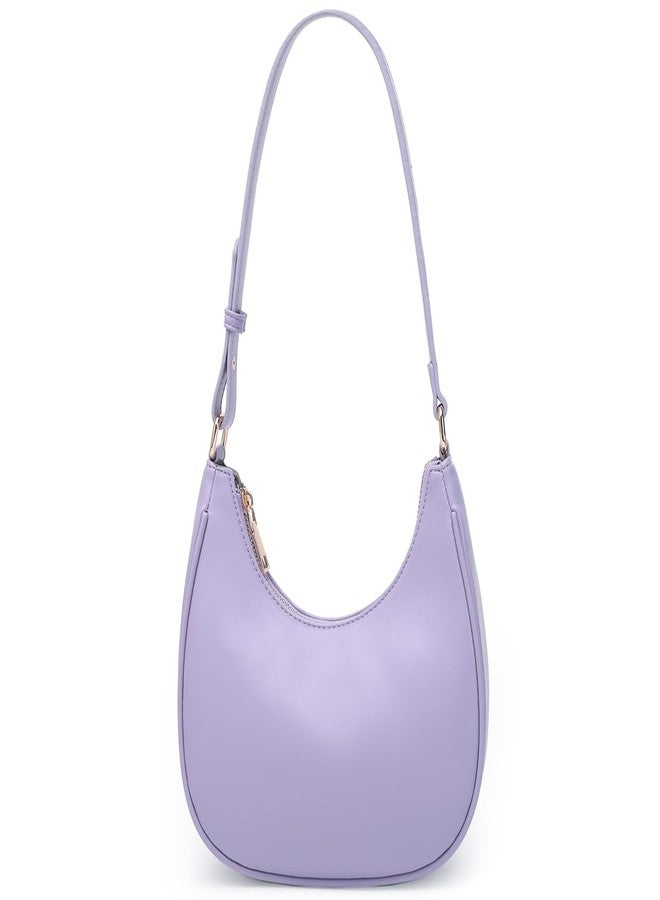 WSRYDJDL Crescent Shoulder Bags for Women Cute Hobo Tote Handbag Under the Arm Purses Mini Clutch Purse with Zipper Closure (Purple) - Image 1