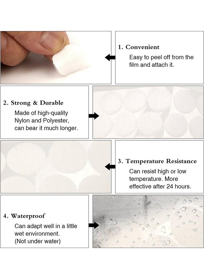 HY Self Adhesive Dots, Tapes Sticky Back Coins Dots with Hook and Loop Velcro Round Pads, 15mm Diameter Strong Waterproof Round Dot, Dots with Adhesive for Home Office School 600Pcs 300 Pairs - Image 2