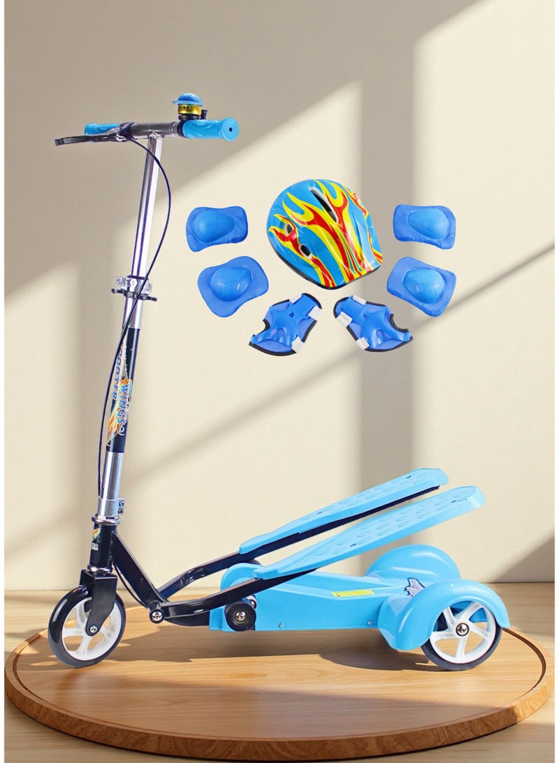 EASY FUTURE Smart Dual - Pedal Scooter with Adjustable & Foldable Handlebar Kids 3 - Wheel Scooter for Boy & Girl Kick Scooter Including Full Protective Gear Set - Image 1