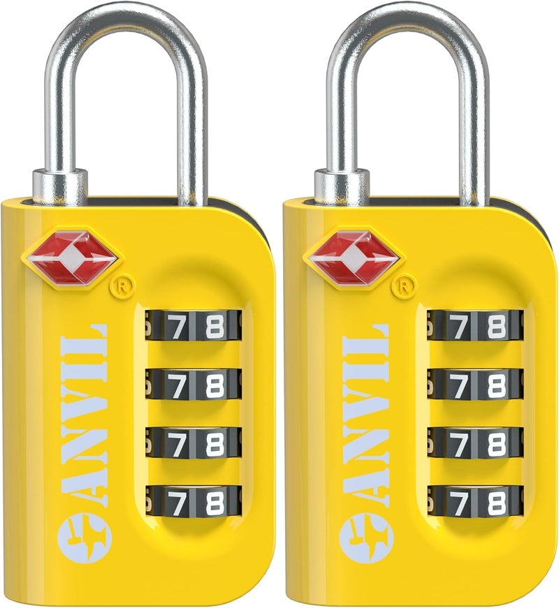 Anvil TSA Approved Luggage Lock - 4 Digit Combination, 10,000 Combinations, Easy-Read Password Window, Travel Lock for Suitcases, Backpacks, Gym & Student Lockers, Baggage - Image 1