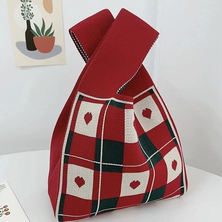 Versatile Handbag Casual Wristlet Gift Wrist Bag Ins Trendy Handbag Women'S Knitted Tote Bag Bucket Bag - Image 3