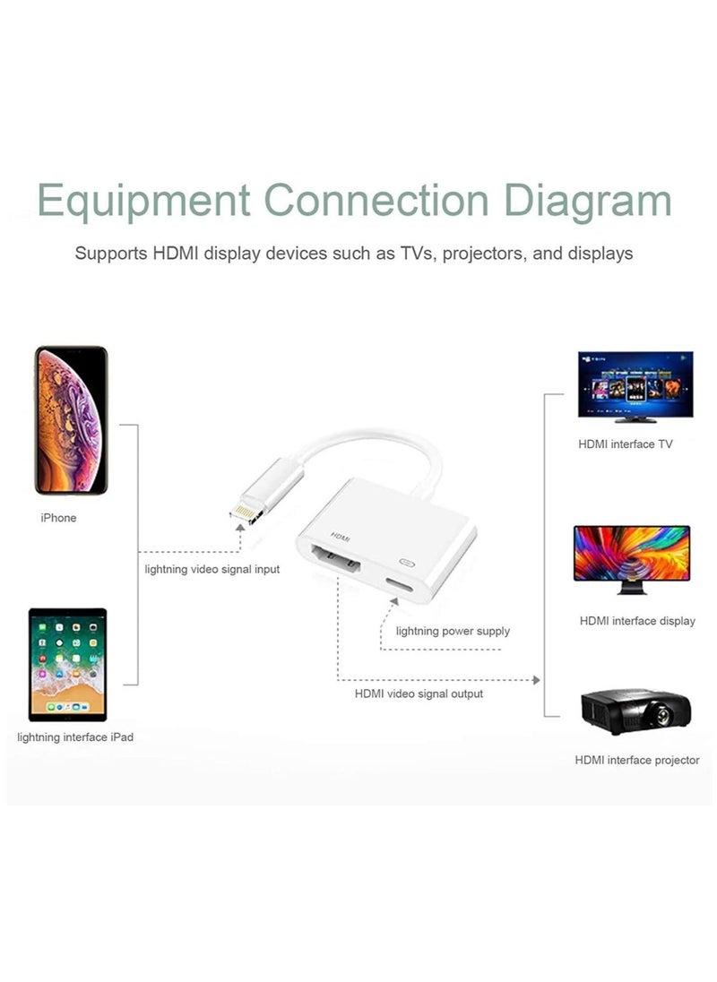 Lightning to HDMI Adapter,1080P Digital Sync Screen Converter AV Adapter with Charging Port Compatible with iPhone 12/11/XS/XR/X/8 iPad on HDTV/Monitor/Projector Support All iOS - Image 5