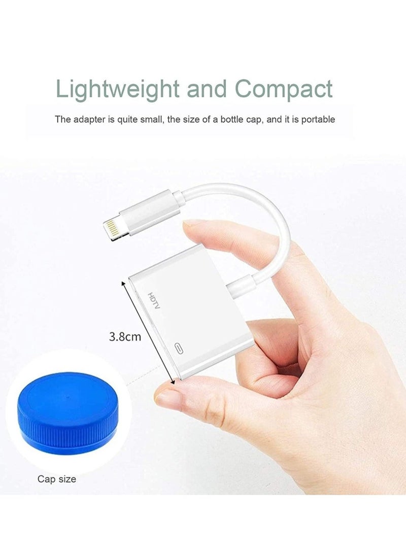Lightning to HDMI Adapter,1080P Digital Sync Screen Converter AV Adapter with Charging Port Compatible with iPhone 12/11/XS/XR/X/8 iPad on HDTV/Monitor/Projector Support All iOS - Image 2
