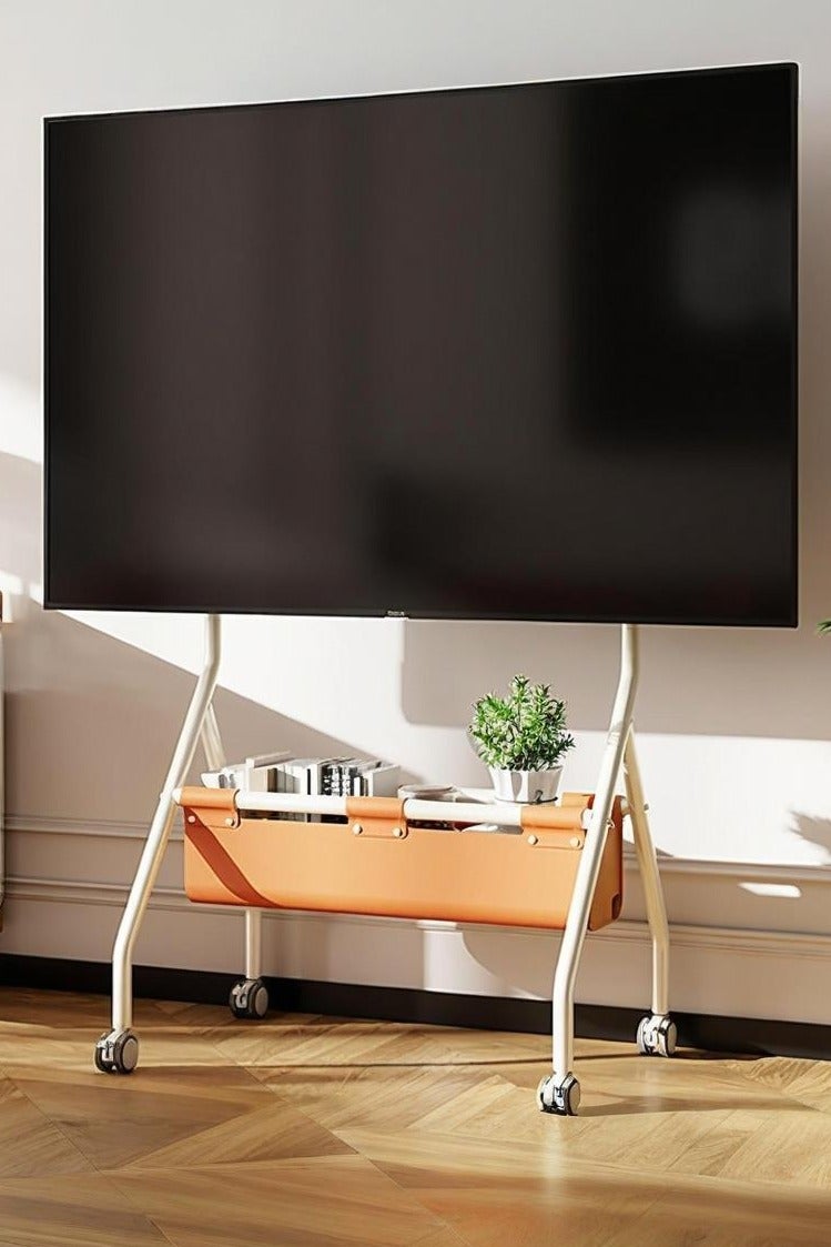 XiuWoo Mobile TV Stand, Rolling TV Stand with Wheels, Mobile TV Cart with Storage Shelves, Rolling TV Cart for 32-75 inch Inch TV, Floor TV Stand for Bedroom, Office - Image 1