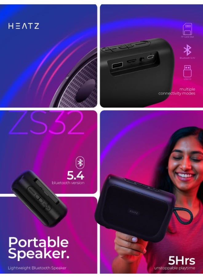 HEATZ Portable Bluetooth Speaker TWS, FM Radio, Wireless Stereo Rechargeable, Lightweight ZS32 - Image 3