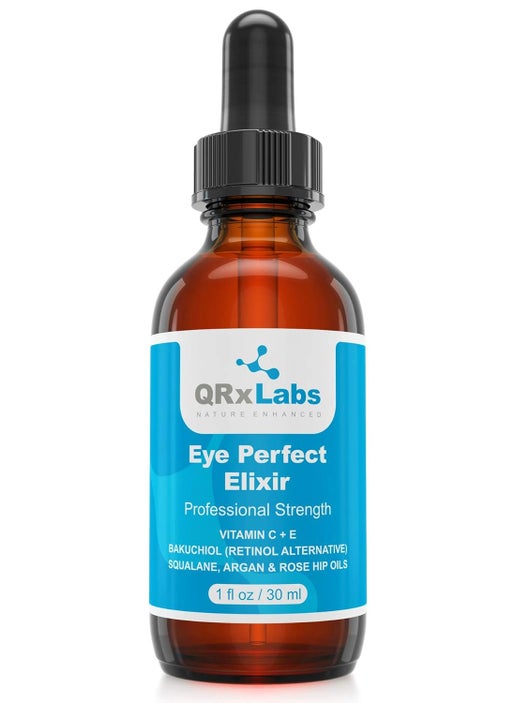 QRxLabs Eye Perfect Elixir  With Bakuchiol Retinol Alternative Pure Argan and Rosehip Oils Squalane Vitamin C  E  Best AntiAging Treatment Serum for Bags Puffiness Wrinkles Crow Feet 