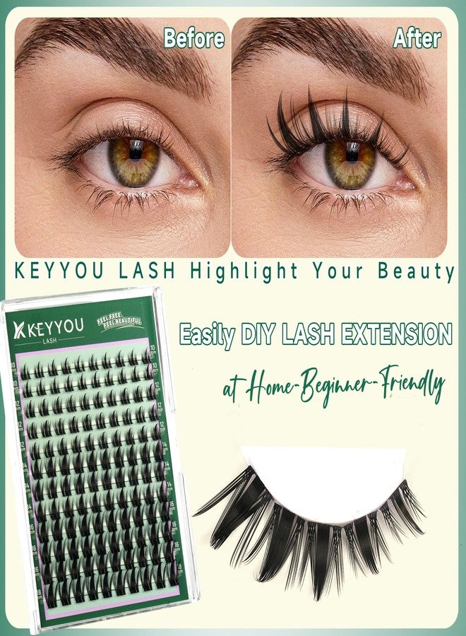 KEYYOU LASH Manga Lashes Clusters Fairy Cluster Eyelash Extensions Wispy False Eyelashes Natural Lash Clusters Individual Lashes Fake Eyelashes D Curl Extension with Spikes(F02,10-18mm) - Image 5