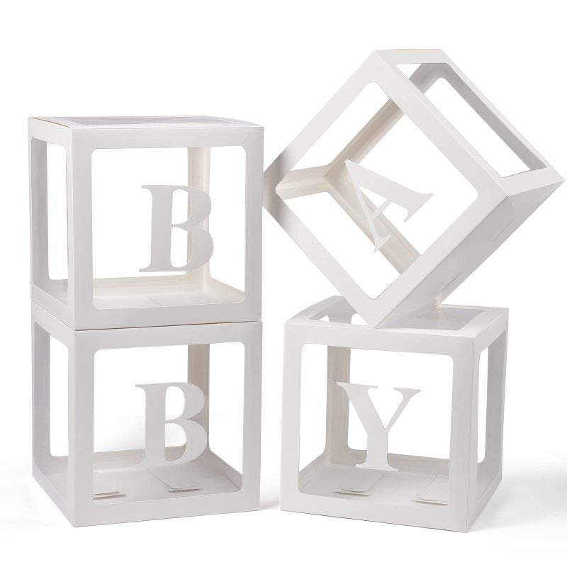 Letter Boxes 11.81 X 11.81 X 11.81 In White - Personalized Messages Balloon Boxes For Baby Shower Gender Reveal Wedding Party Decor - Image 1