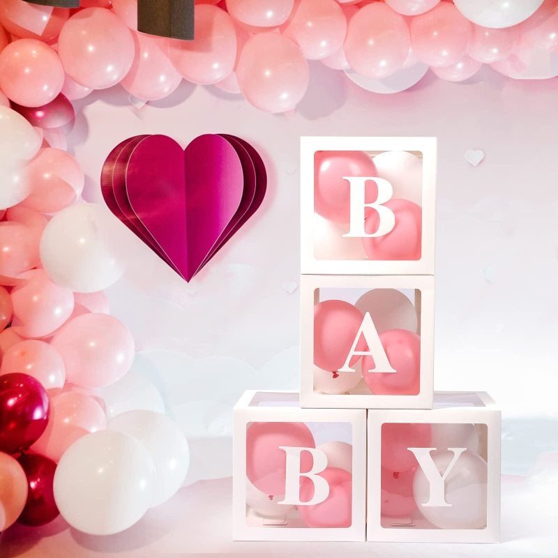 Letter Boxes 11.81 X 11.81 X 11.81 In White - Personalized Messages Balloon Boxes For Baby Shower Gender Reveal Wedding Party Decor - Image 4