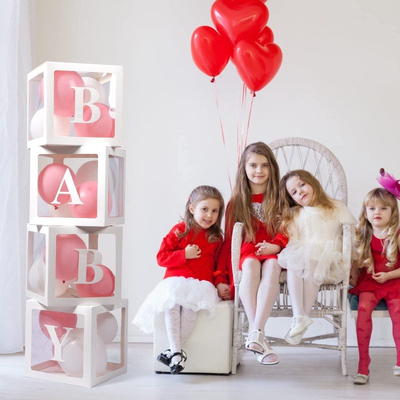 Letter Boxes 11.81 X 11.81 X 11.81 In White - Personalized Messages Balloon Boxes For Baby Shower Gender Reveal Wedding Party Decor - Image 3