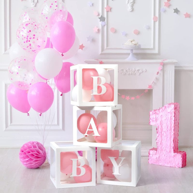 Letter Boxes 11.81 X 11.81 X 11.81 In White - Personalized Messages Balloon Boxes For Baby Shower Gender Reveal Wedding Party Decor - Image 5