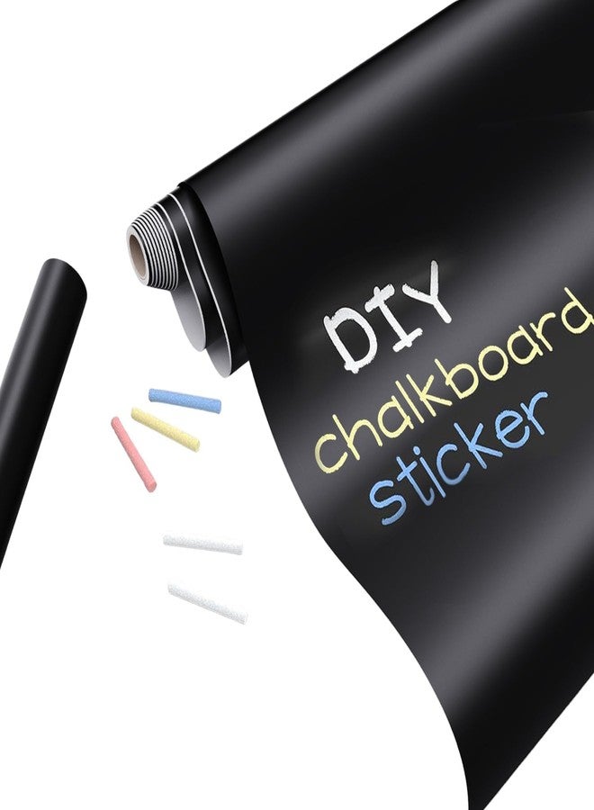 Yanustuti Black Chalkboard Wall Sticker 45 x 200 cm | Self-Adhesive Removable Vinyl Writing Sticker with 5 Chalks | Reusable Chalkboard Decal for Home, School, Office, Kitchen, Kids Room - Image 1