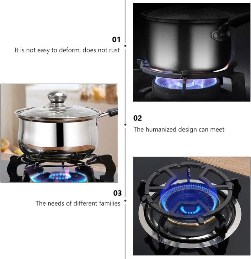 OSALADI Batch consistent craftsmanship Wok Ring Wok Rack Gas Oven Burner Grate Stainless Steel Stove Cooktop Burner Stove Stand Non Slip Portable Gas Stove Accessories For Kitchen Camping Cooking Black 2pcs Precision polished solid material - Image 4