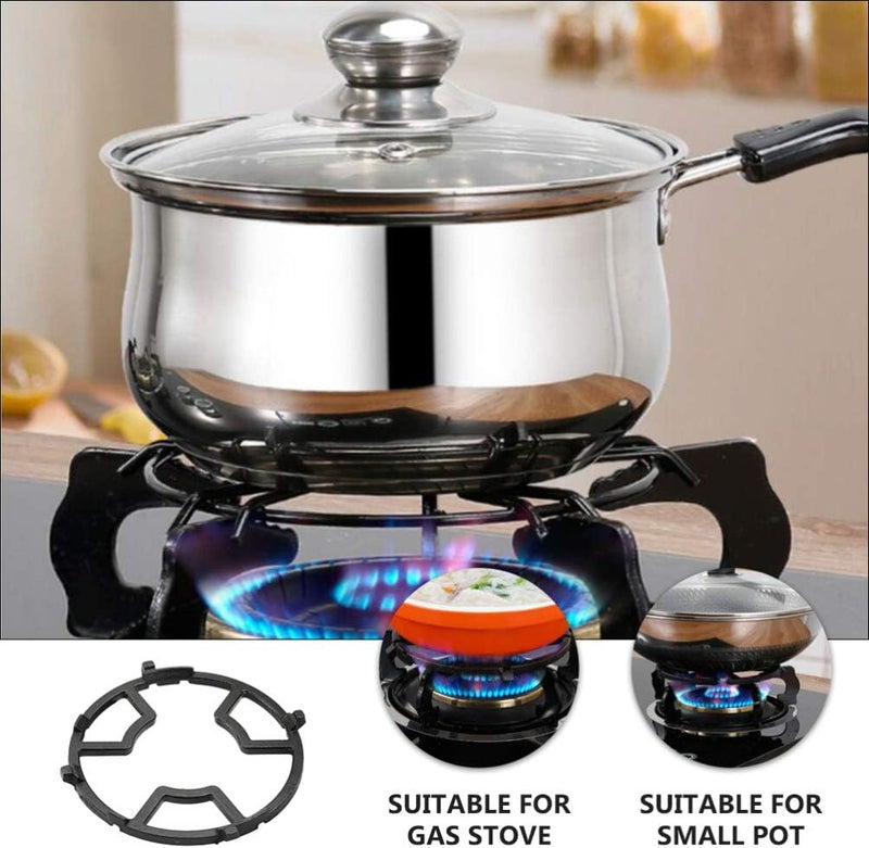 OSALADI Batch consistent craftsmanship Wok Ring Wok Rack Gas Oven Burner Grate Stainless Steel Stove Cooktop Burner Stove Stand Non Slip Portable Gas Stove Accessories For Kitchen Camping Cooking Black 2pcs Precision polished solid material - Image 3