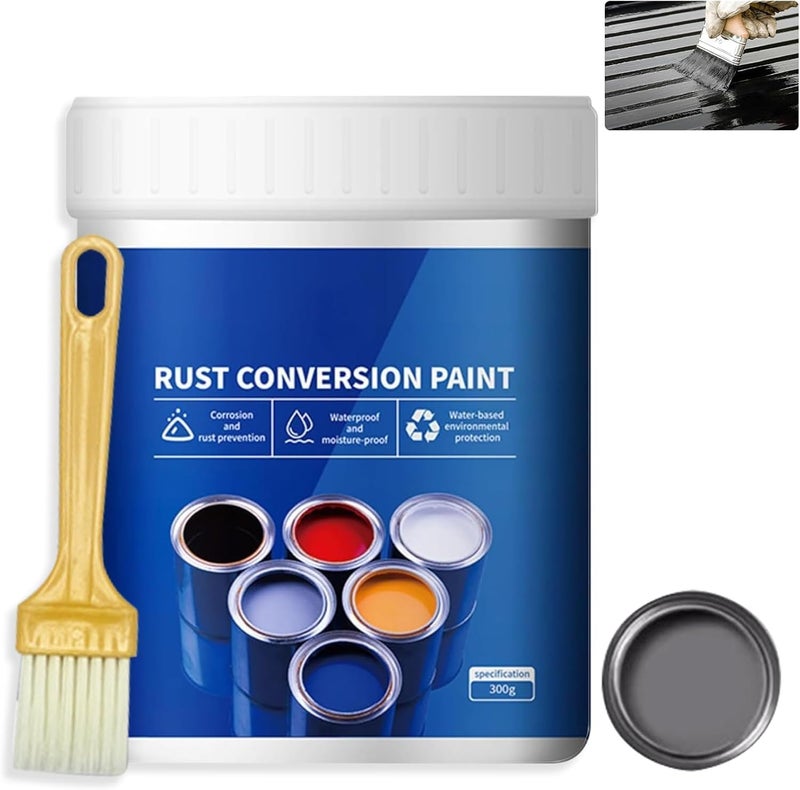 Makbeaty Weatherproof car Rust Converter Paint For Metal, Rusts Remover for Metals and Primer, Water-Based Industrial Anti-Rust Metallic Paint with Brush (Gray) - Image 1