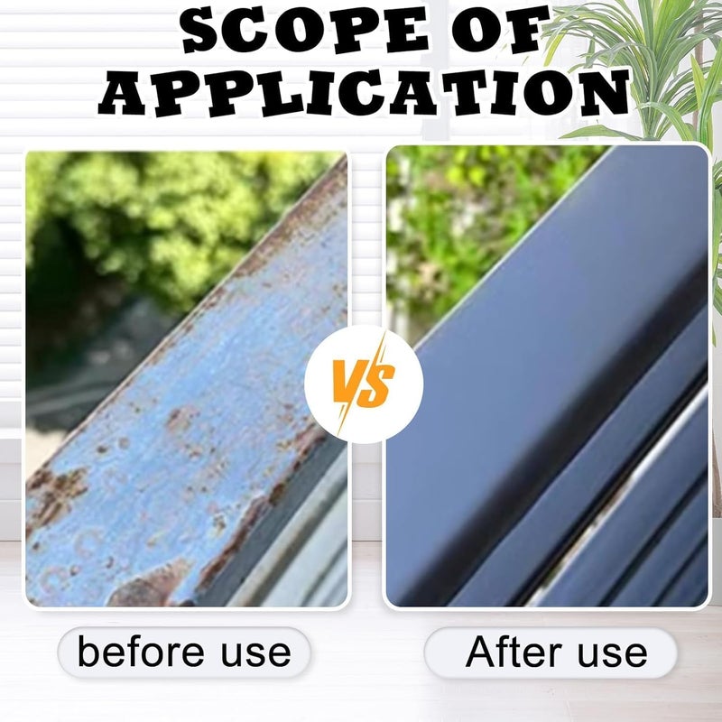 Makbeaty Weatherproof car Rust Converter Paint For Metal, Rusts Remover for Metals and Primer, Water-Based Industrial Anti-Rust Metallic Paint with Brush (Gray) - Image 3
