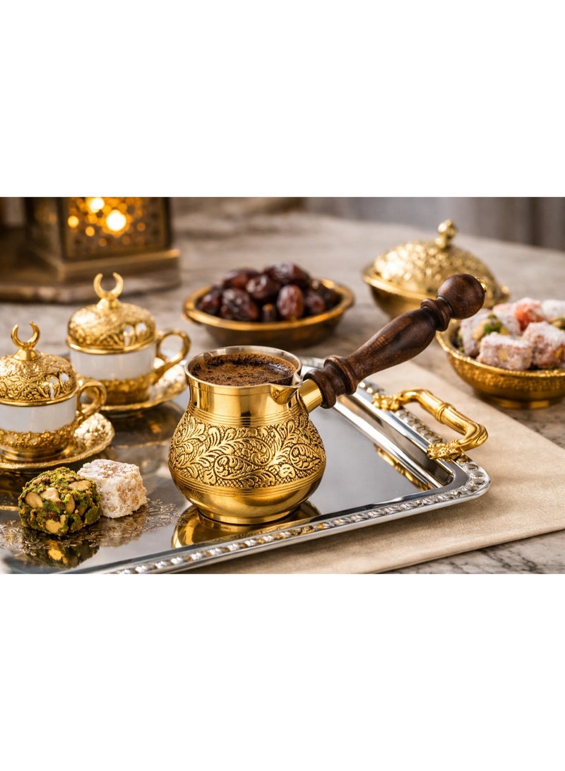 Dania Indian gold-plated copper coffee pot - Oval Turkish coffee pot, Gold Polish, 9 cm (makes 2 cups) - Image 1