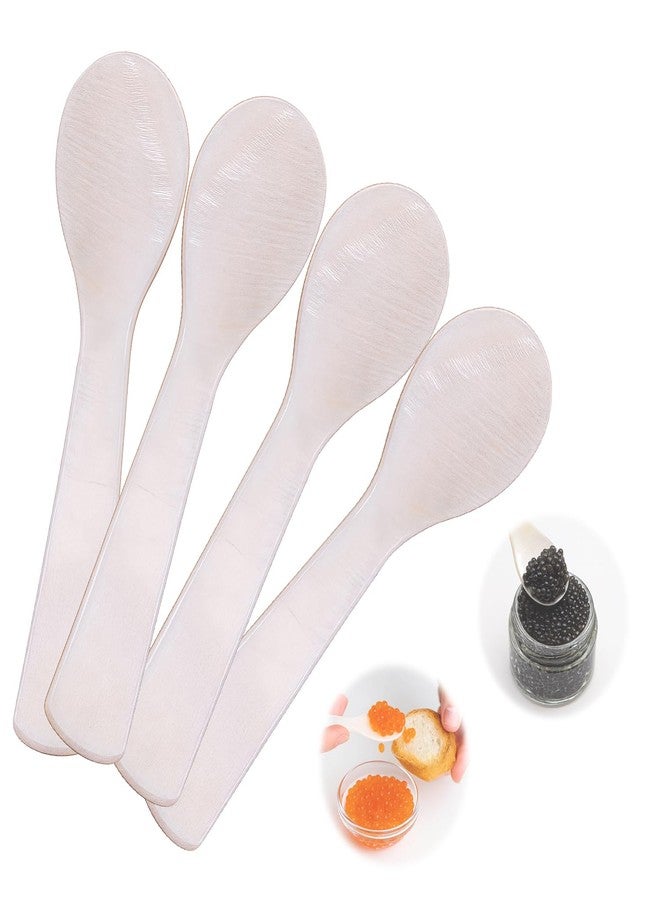 Bolsdoic Caviar Spoons, Mother of Pearl Caviar Spoon Set of 4 with Hand Craft W Round Handle for Egg, Ice Cream, Coffee, Restaurant Serving(9cm/3.54 Inch) - Image 1