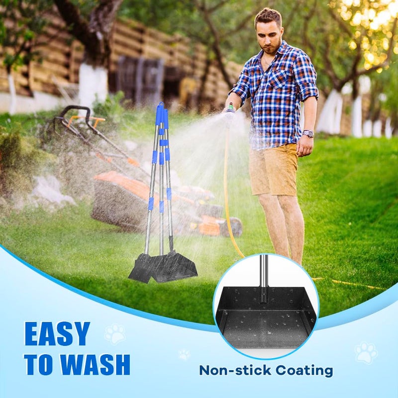 GUOOUG Larger Pooper Scooper Dog Pooper Scooper for Large Medium Small Dogs Heavy Duty Stainless Steel with Long Handle Tray Rake Shovel for Yard - Image 5