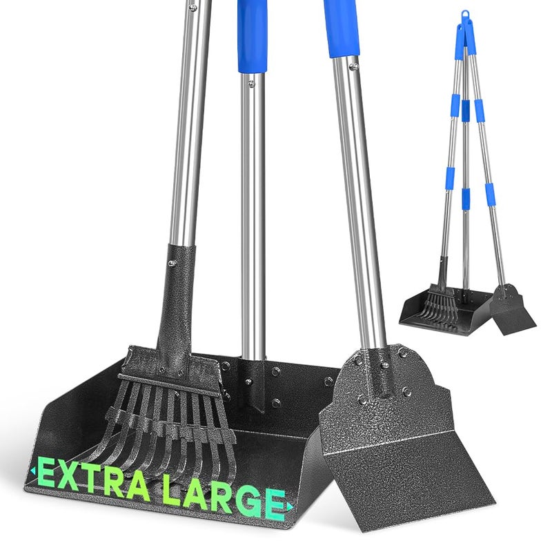 GUOOUG Larger Pooper Scooper Dog Pooper Scooper for Large Medium Small Dogs Heavy Duty Stainless Steel with Long Handle Tray Rake Shovel for Yard - Image 1