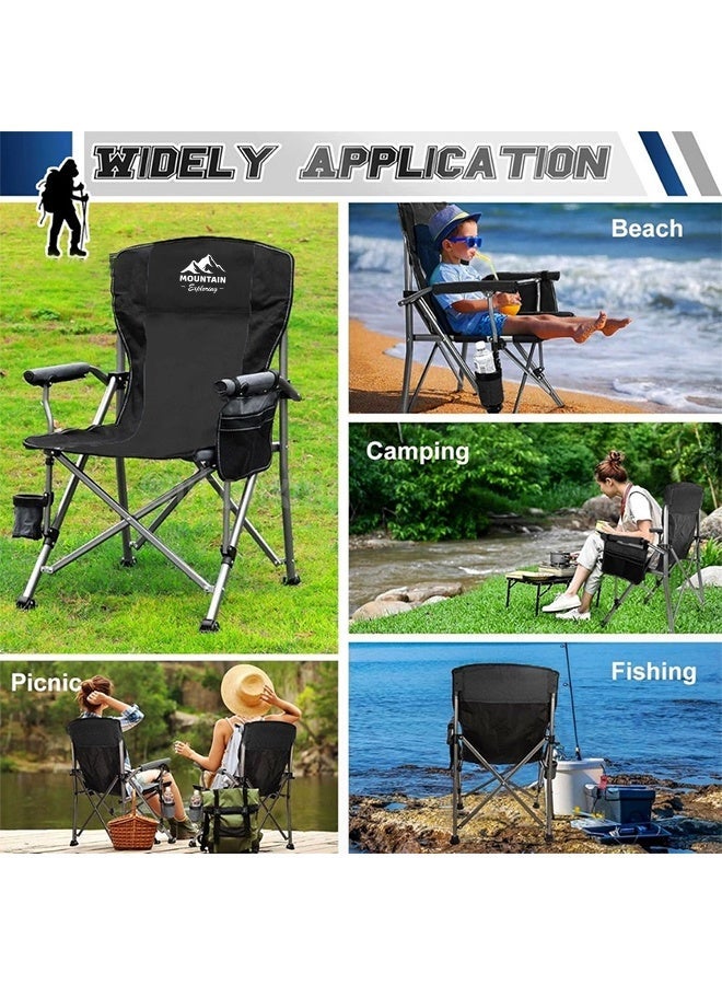 MOUNTAIN EXPLORING Camping Chair, Foldable Outdoor Travel Chair with Cup Holder & Storage Pocket, Supports up to 150KG, Ideal for Camping, Picnics, Fishing, Beach and More - Image 4