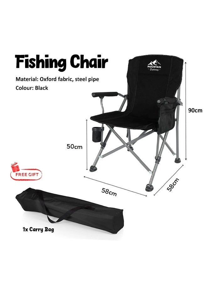 MOUNTAIN EXPLORING Camping Chair, Foldable Outdoor Travel Chair with Cup Holder & Storage Pocket, Supports up to 150KG, Ideal for Camping, Picnics, Fishing, Beach and More - Image 5