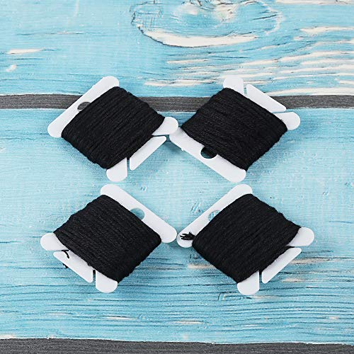 Pllieay 24 Skeins Friendship Bracelets Floss, Black Embroidery Threads Cotton Embroidery Floss with 12 Pieces Floss Bobbins for Halloween Knitting, Embroidery Stitching and Cross Stitch Project - Image 5