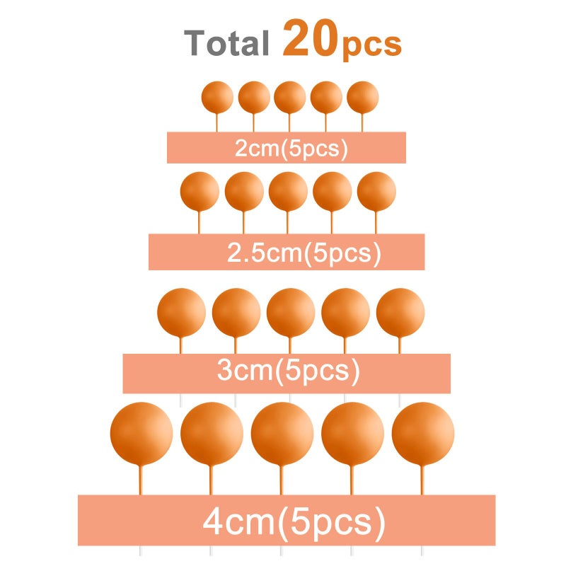 ASTARON 20 Pcs Ball Cake Topper Decorations Mini Balloons Cake Topper Sticks Orange Balls Cake Picks Cake Topper Balls Cake Decorations for Wedding Birthday Cake Decorations - Image 2