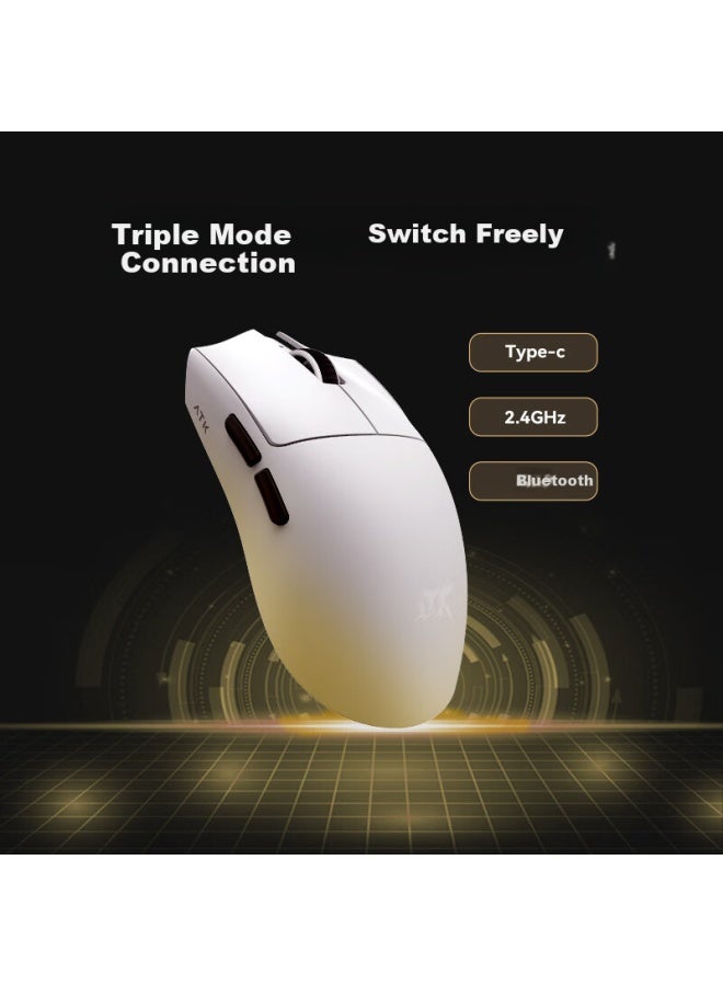 Atk Leikong X1 Lightweight Wireless Mouse For Gaming, E-sports And Office Use, Wired/bluetooth/wireless Three-mode Flagship Mouse With Ergonomic Design, X1 Master Star Flash Edition White - Image 2