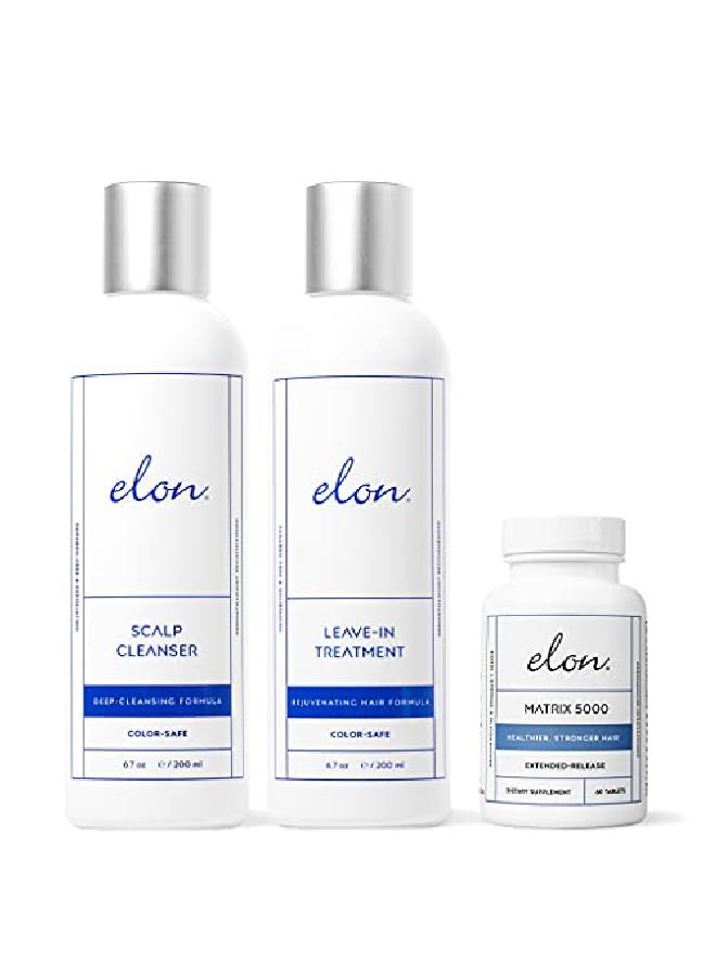 Elon Complete Hair Care Kit For Early Hair Loss Scalp Cleaner & Leavein Treatment + Matrix 5000 Hair Growth Supplement Suitable For All Hair Types Paraben Free & Sulfate Free - Image 1