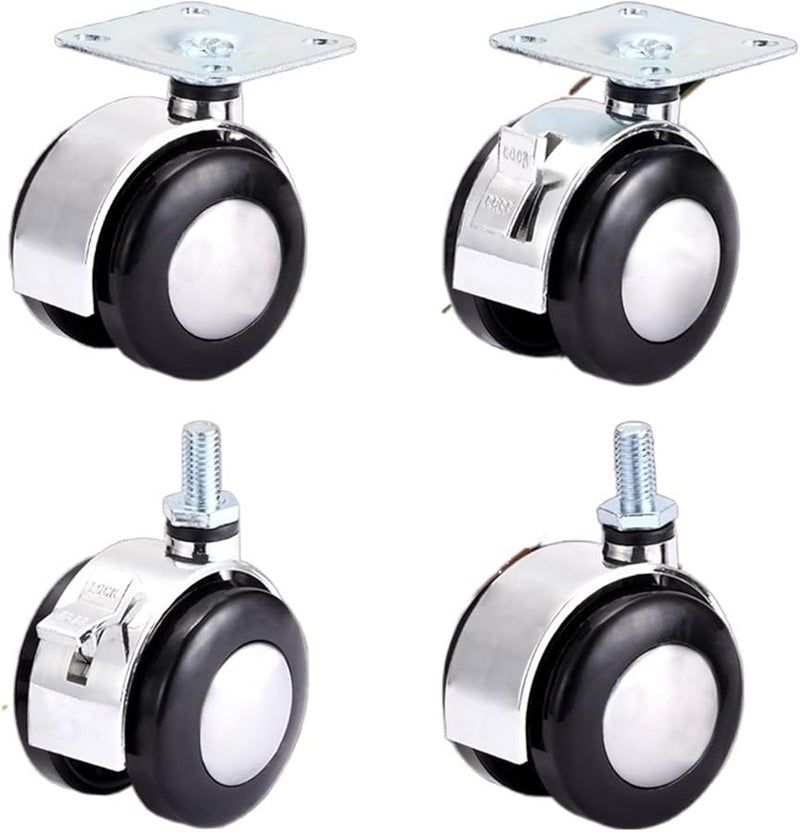 Heavy Duty M8 Alloy Swivel Caster Wheels 2 Inch Chair Furniture Castor With Rubber Brake 4Pcs - Image 2