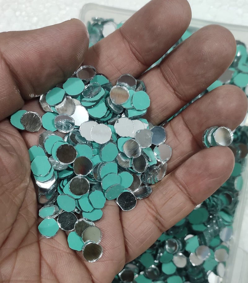 OMX Front Mirror Back Green Round Glass Beads for Decoration Art (8mm) - 500 Pcs - Image 2