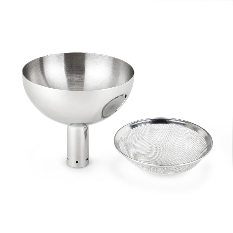 True True Fountain Aerating Decanter Funnel Red and White Wine Funnel with Mesh sediment Strainer bar accessories Stainless Steel 2Piece set 