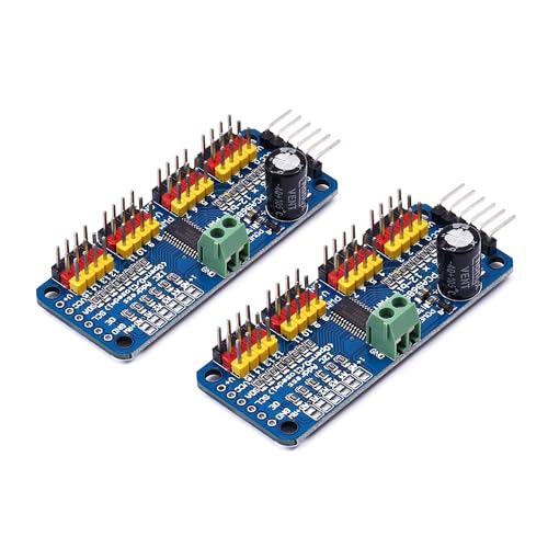 Teyleten Robot PCA9685 16 Channel 12 bit PWM Servo Motor Driver I2C IIC Module for MG90S SG90 MG995 Compatible with Arduino Raspberry Pi (2pcs) - Image 1